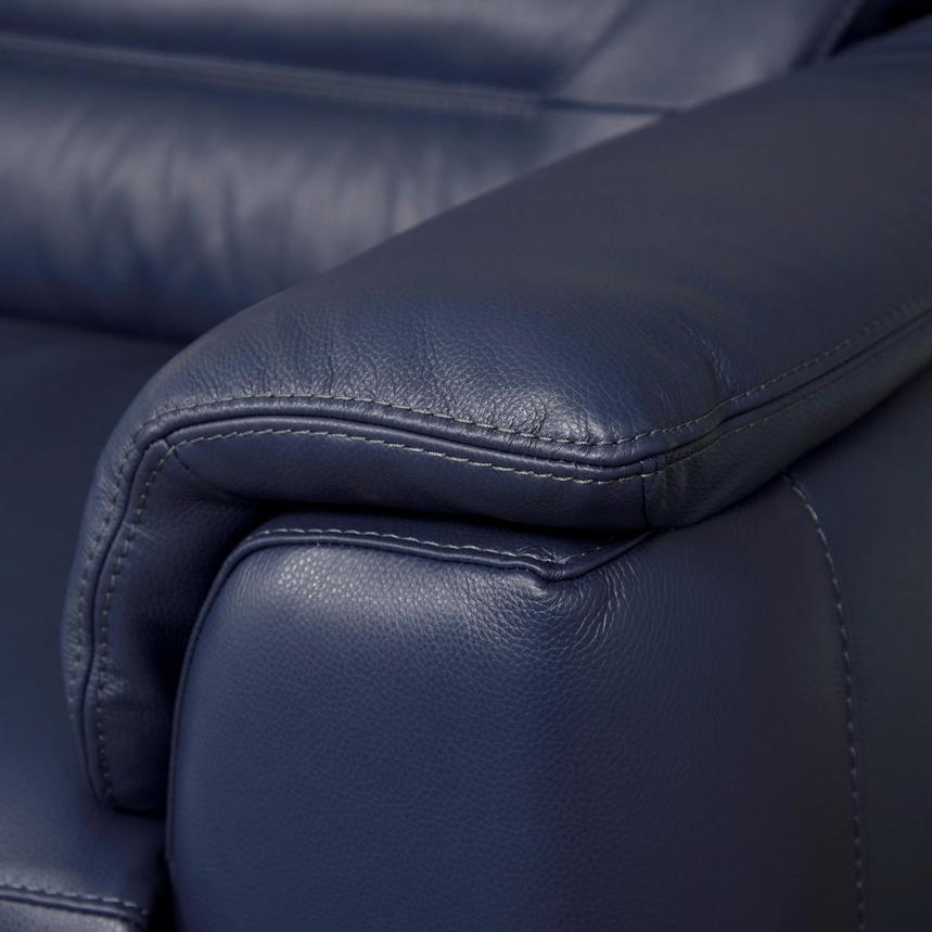 Blue leather reclining loveseat sale