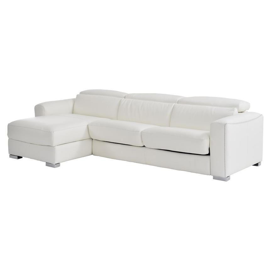 Bay Harbor White Leather Sleeper w/Left Chaise  main image, 1 of 10 images.