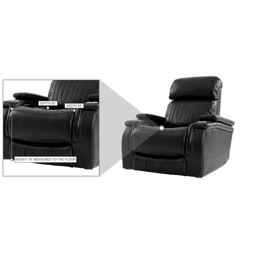 Obsidian Leather Power Recliner w/Massage & Heat  alternate image, 12 of 13 images.