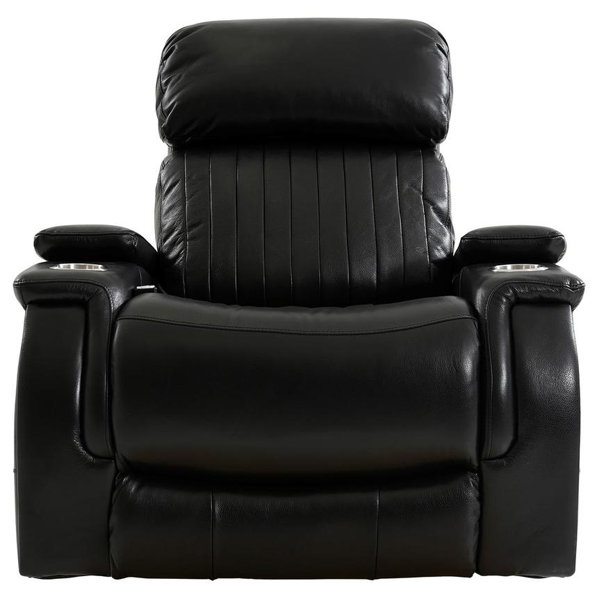 Obsidian Leather Power Recliner w/Massage & Heat  main image, 1 of 13 images.