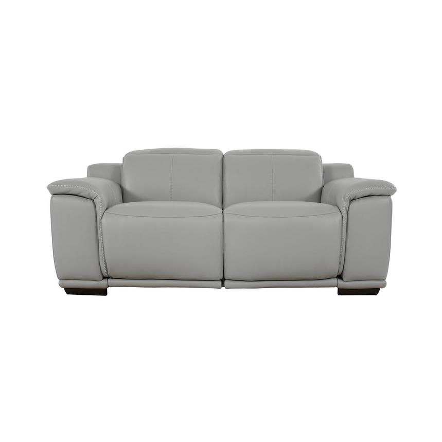 Davis 2.0 Light Gray Leather Power Reclining Loveseat  main image, 1 of 10 images.