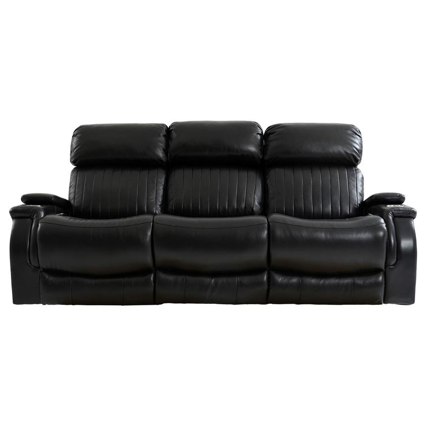 Obsidian Leather Power Reclining Sofa w/Massage & Heat  main image, 1 of 16 images.
