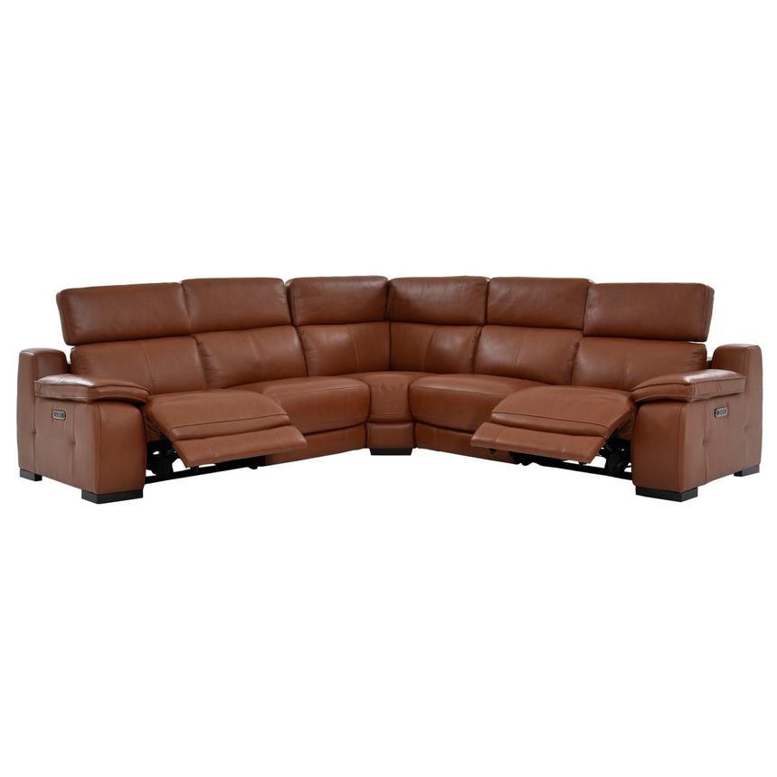 Gian Marco Tan Leather Power Reclining Sectional with 5PCS/2PWR alternate image, 2 of 7 images.
