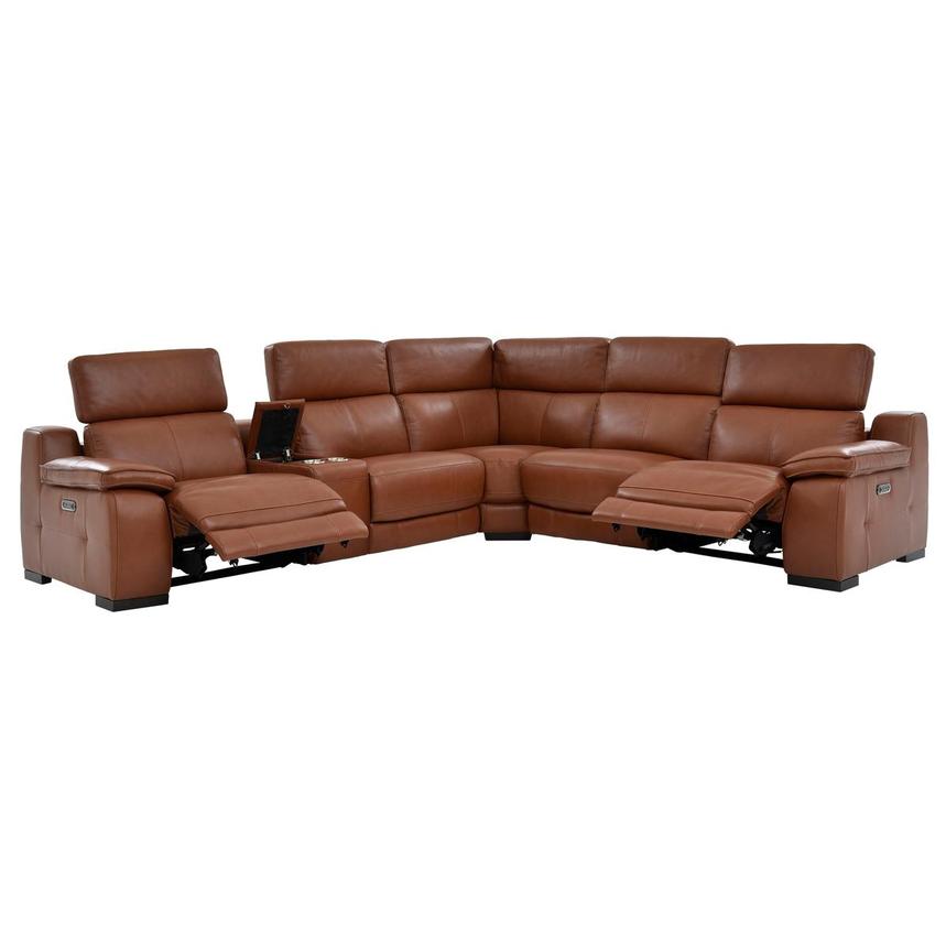 Gian Marco Tan Leather Power Reclining Sectional with 6PCS/2PWR alternate image, 2 of 8 images.
