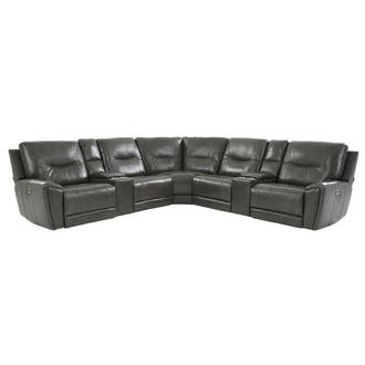 London Leather Power Reclining Sectional with 7PCS/3PWR