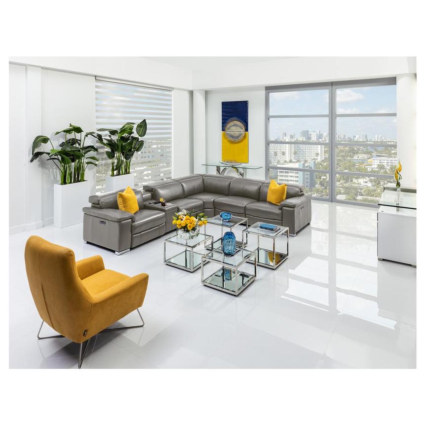 Charlie Gray Leather Power Reclining Sectional with 5PCS/3PWR alternate image, 2 of 13 images.