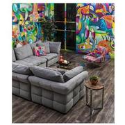 Francine Gray Corner Sofa with 5PCS/2 Armless Chairs  alternate image, 2 of 11 images.