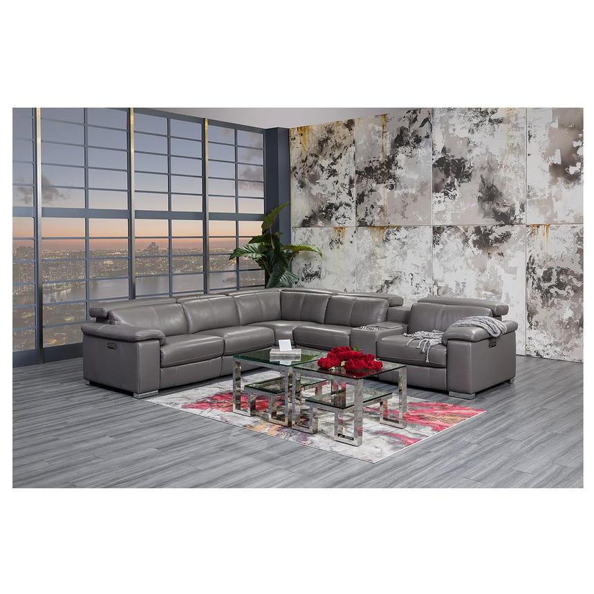 Charlie Gray Leather Power Reclining Sectional with 4PCS/2PWR  alternate image, 2 of 13 images.