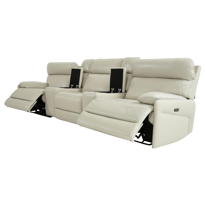 Benz Cream Home Theater Leather Seating with 5PCS/2PWR  alternate image, 3 of 12 images.