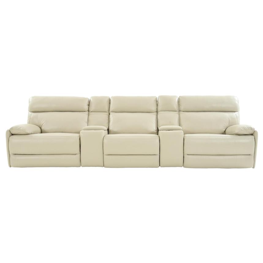 Benz Cream Home Theater Leather Seating with 5PCS/3PWR  main image, 1 of 12 images.