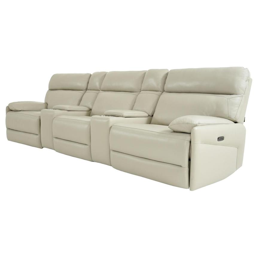 Benz Cream Home Theater Leather Seating with 5PCS/2PWR alternate image, 2 of 12 images.