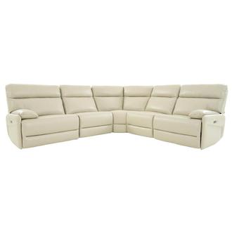 Benz Cream Leather Power Reclining Sectional with 5PCS/3PWR