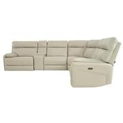Benz Cream Leather Power Reclining Sectional with 6PCS/3PWR  alternate image, 3 of 11 images.