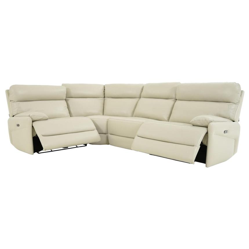 Benz Cream Leather Power Reclining Sectional with 4PCS/2PWR  alternate image, 2 of 9 images.