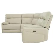 Benz Cream Leather Power Reclining Sectional with 4PCS/2PWR  alternate image, 3 of 9 images.