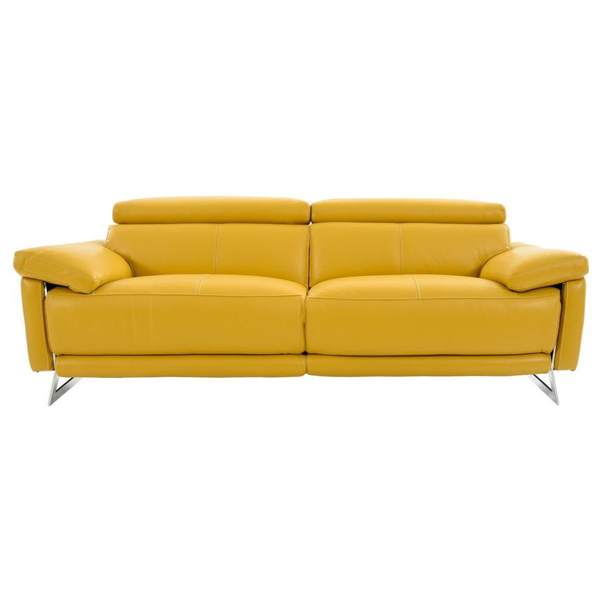 Gabrielle Yellow Leather Power Reclining Sofa  main image, 1 of 11 images.