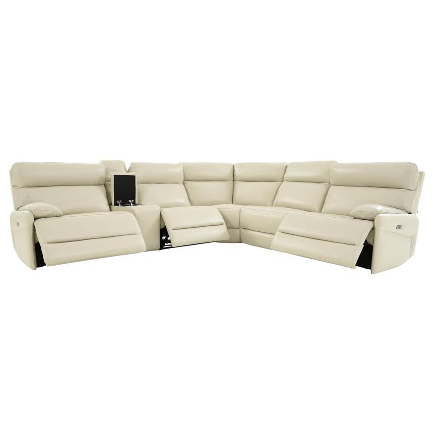 Benz Cream Leather Power Reclining, 2 Piece Leather Sectional With Recliner