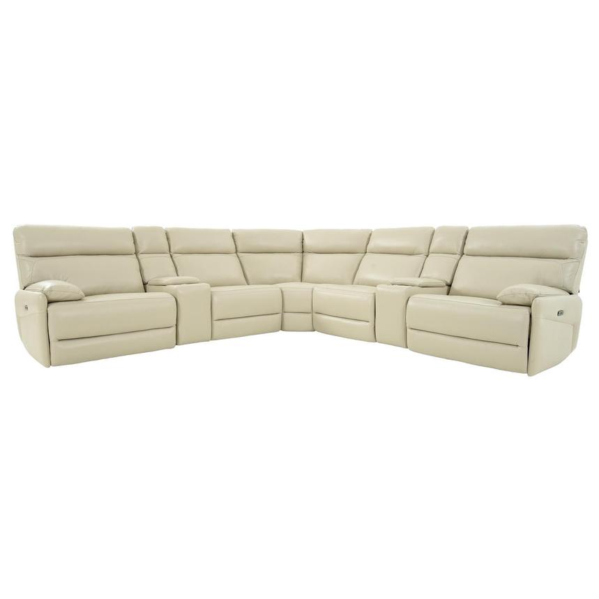 Benz Cream Leather Power Reclining Sectional with 7PCS/3PWR main image, 1 of 11 images.
