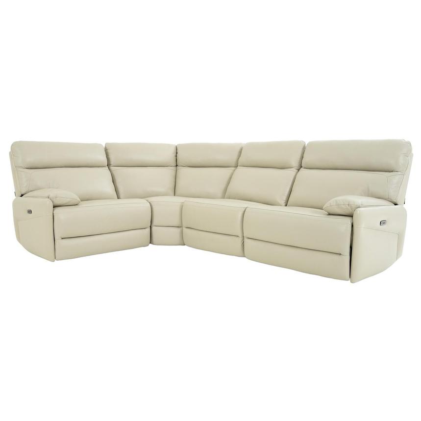 Benz Cream Leather Power Reclining Sectional with 4PCS/2PWR main image, 1 of 9 images.