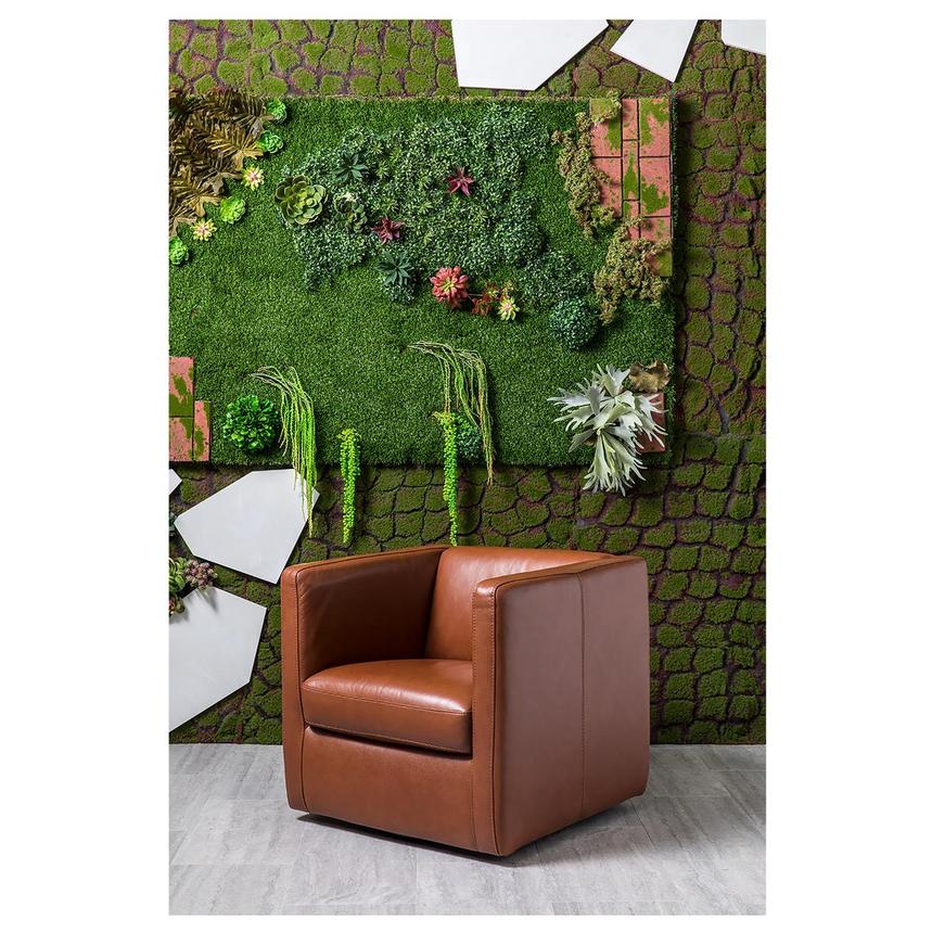 Cute Brown Leather Accent Chair alternate image, 2 of 10 images.