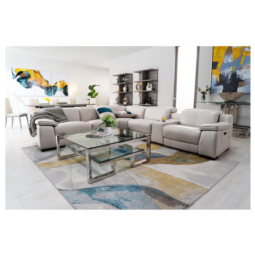 Gian Marco Light Gray Leather Power Reclining Sectional with 5PCS/3PWR  alternate image, 2 of 7 images.