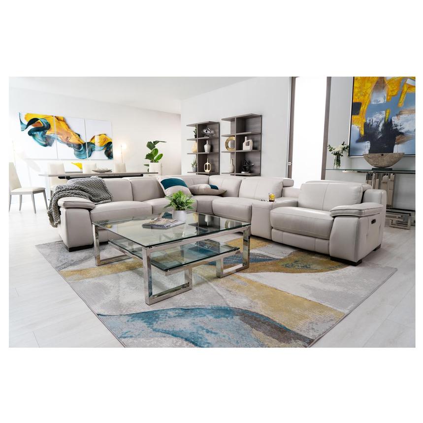 Gian Marco Light Gray Leather Power Reclining Sectional with 7PCS/3PWR  alternate image, 2 of 9 images.