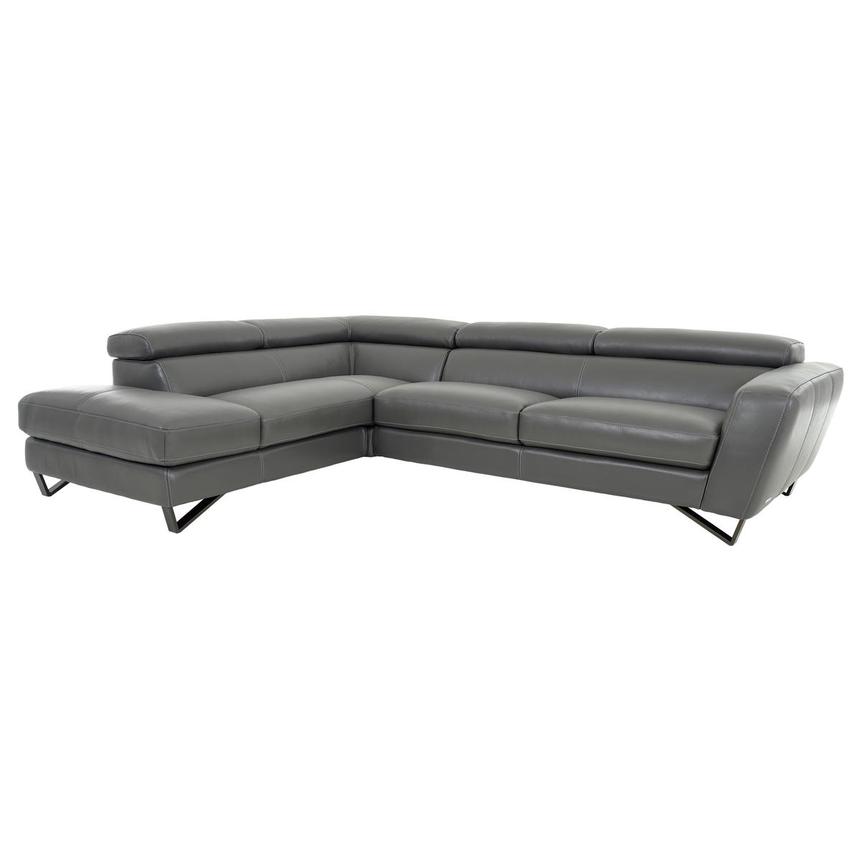 Sparta Gray Leather Corner Sofa w/Left Chaise  main image, 1 of 12 images.