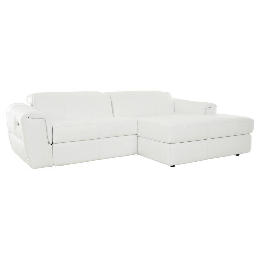 Sofextra White Leather Power Reclining Sofa w/Right Chaise  main image, 1 of 16 images.