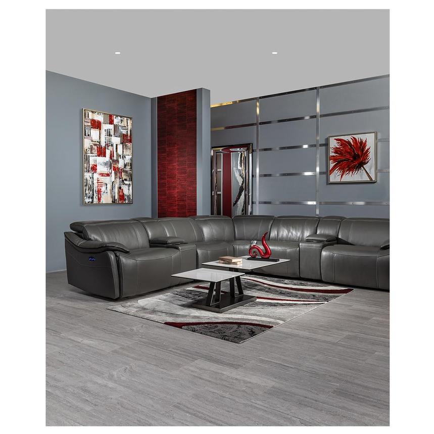 Austin Dark Gray Leather Power Reclining Sectional with 5PCS/2PWR  alternate image, 2 of 9 images.