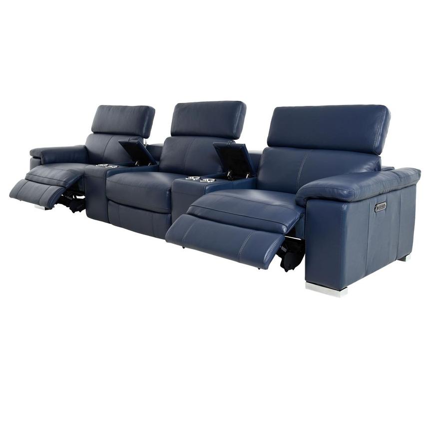 Charlie Blue Home Theater Leather Seating with 5PCS/2PWR  alternate image, 4 of 13 images.