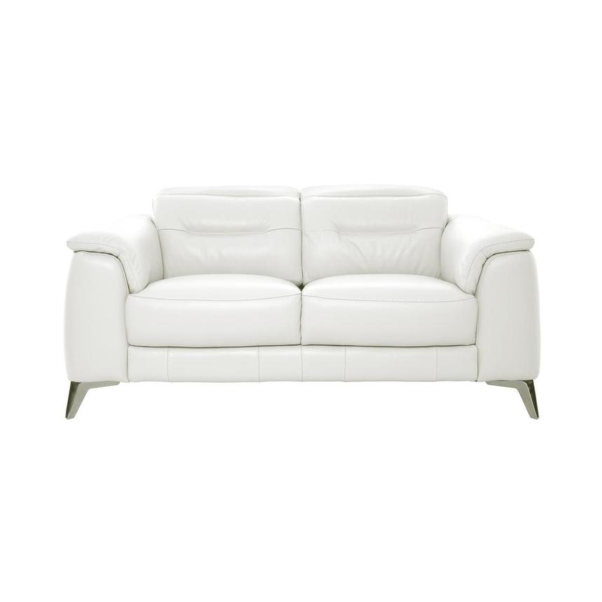 Anabel White Leather Loveseat  main image, 1 of 11 images.