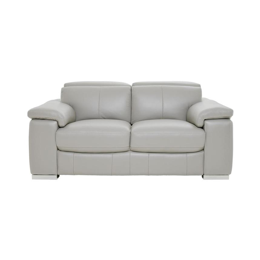 Charlie Light Gray Leather Loveseat  main image, 1 of 10 images.
