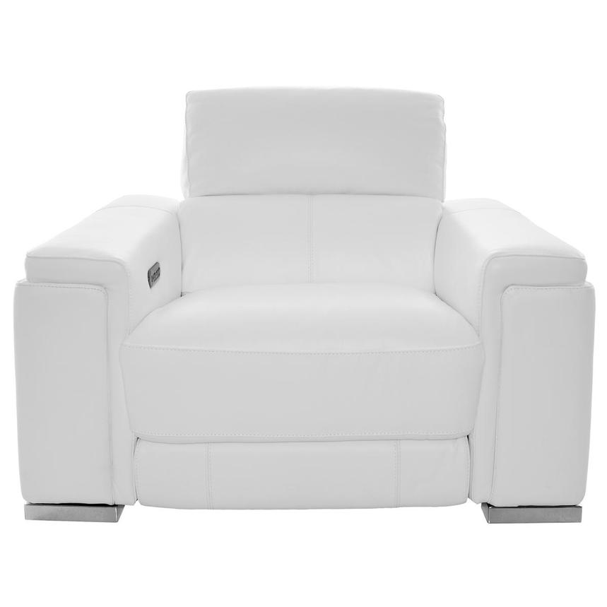 Charlette White Leather Power Recliner  main image, 1 of 14 images.