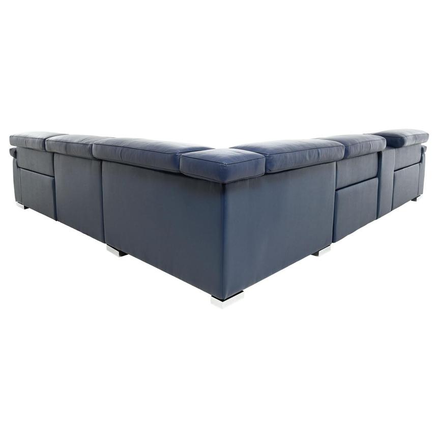 Charlie Blue Leather Power Reclining Sectional with 6PCS/3PWR  alternate image, 5 of 12 images.
