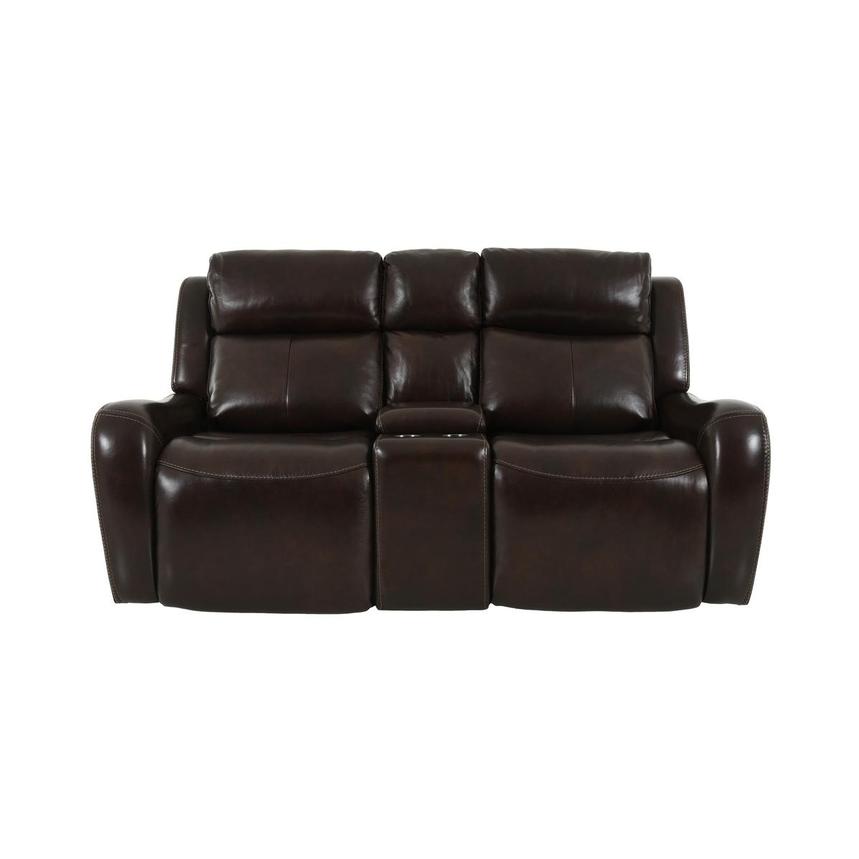 Jake Brown Leather Power Reclining Sofa w/Console  main image, 1 of 15 images.