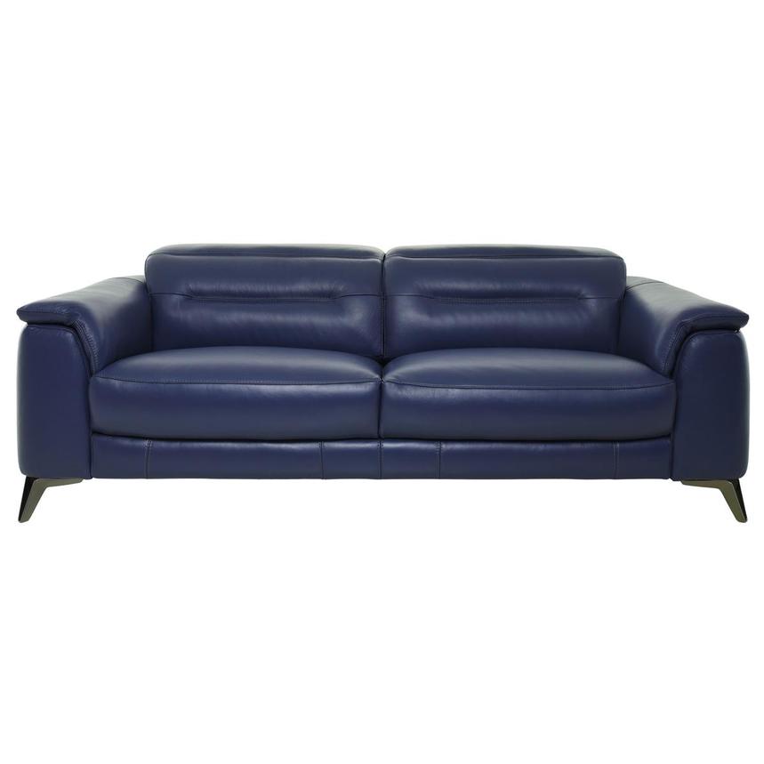 Anabel Blue Leather Sofa  main image, 1 of 8 images.