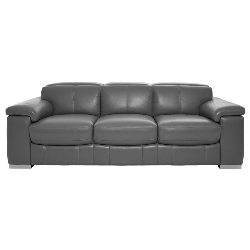 Charlie Gray Leather Sofa  main image, 1 of 10 images.