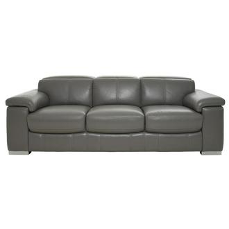 Charlie Gray Leather Sofa