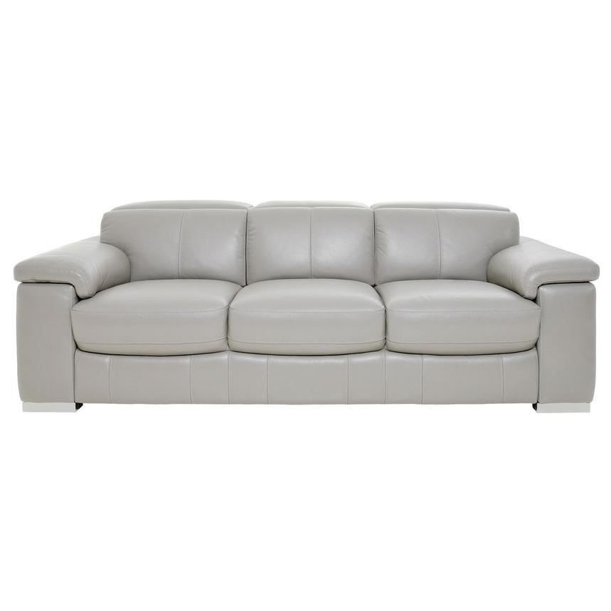Charlie Light Gray Leather Sofa  main image, 1 of 10 images.