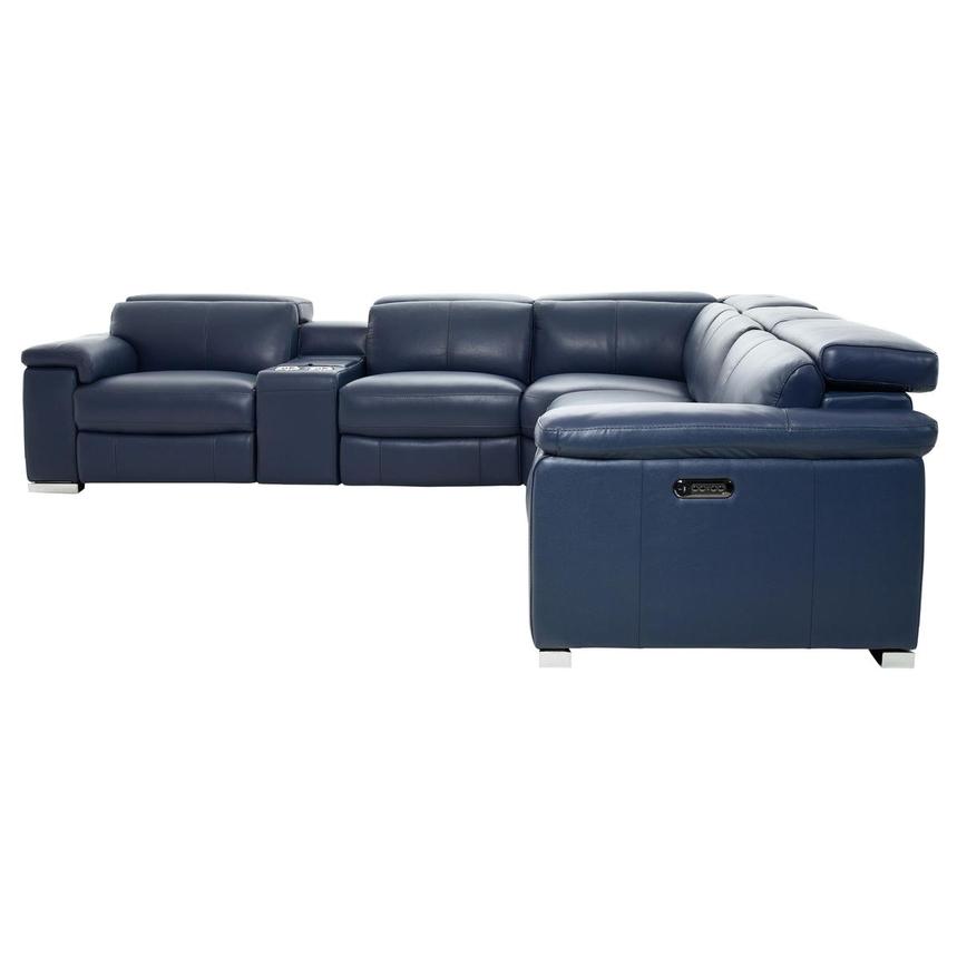 Charlie Blue Leather Power Reclining Sectional with 6PCS/2PWR | El