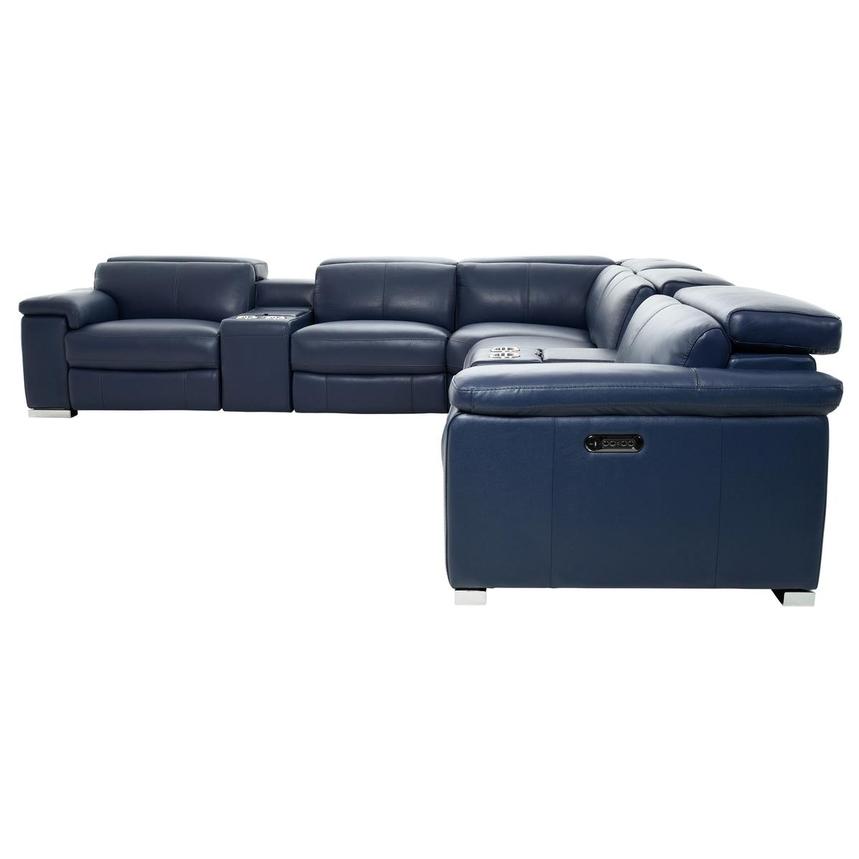 Charlie Blue Leather Power Reclining Sectional with 7PCS 3PWR El Dorado Furniture