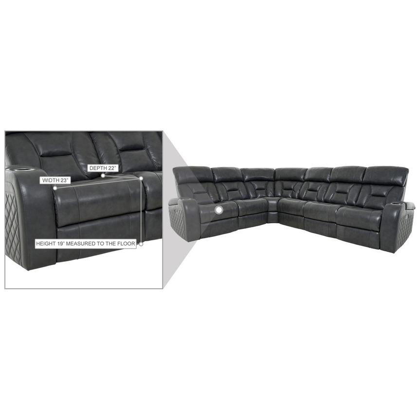 Gio Gray Leather Power Reclining Sectional with 6PCS/3PWR alternate image, 17 of 18 images.
