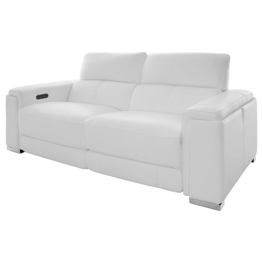 Charlette White Leather Power Reclining Sofa alternate image, 2 of 14 images.
