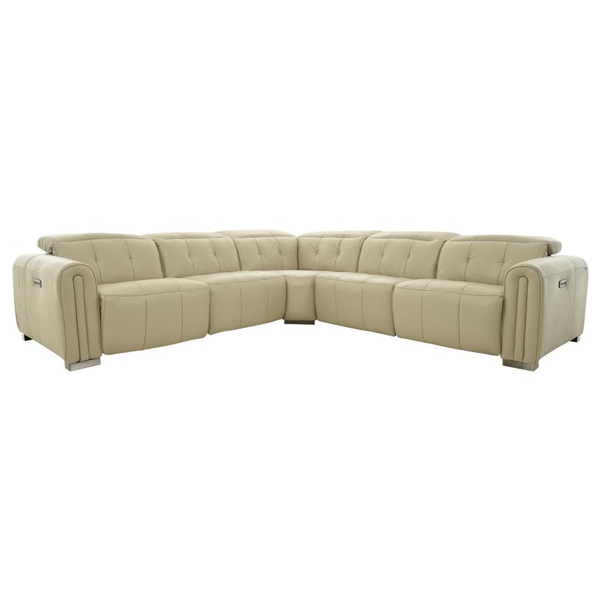 Dolomite Cream Leather Power Reclining Sectional with 5PCS/3PWR  main image, 1 of 13 images.