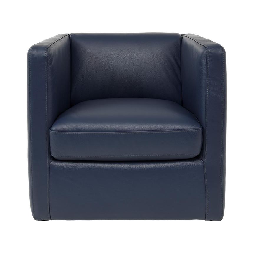 Cute Blue Leather Accent Chair w/2 Pillows  alternate image, 3 of 11 images.