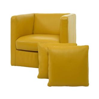 Cute Yellow Leather Swivel Chair w/2 Pillows