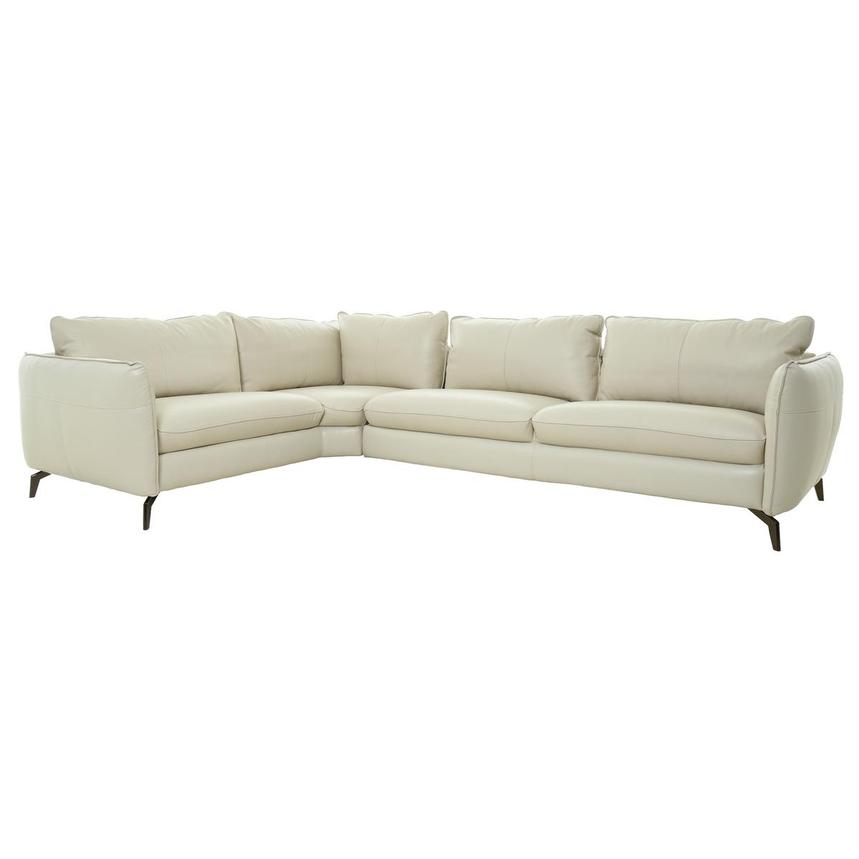 Opal Light Gray Leather Corner Sofa, Leather Sectional Furniture Mart