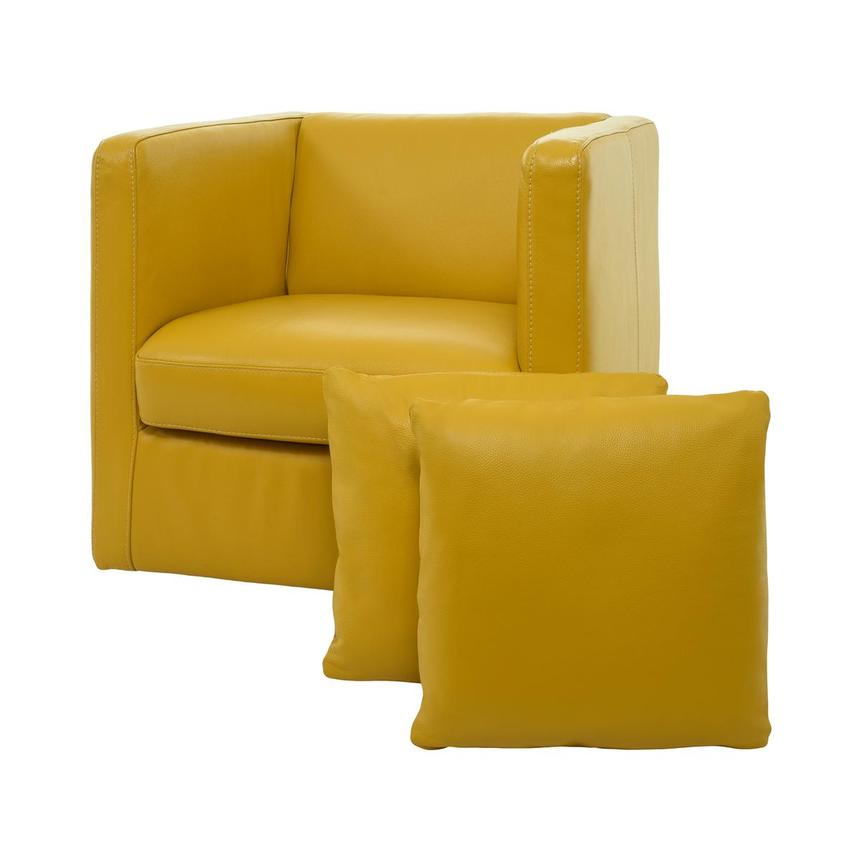 Cute Yellow Leather Swivel Chair w/2 Pillows El Dorado