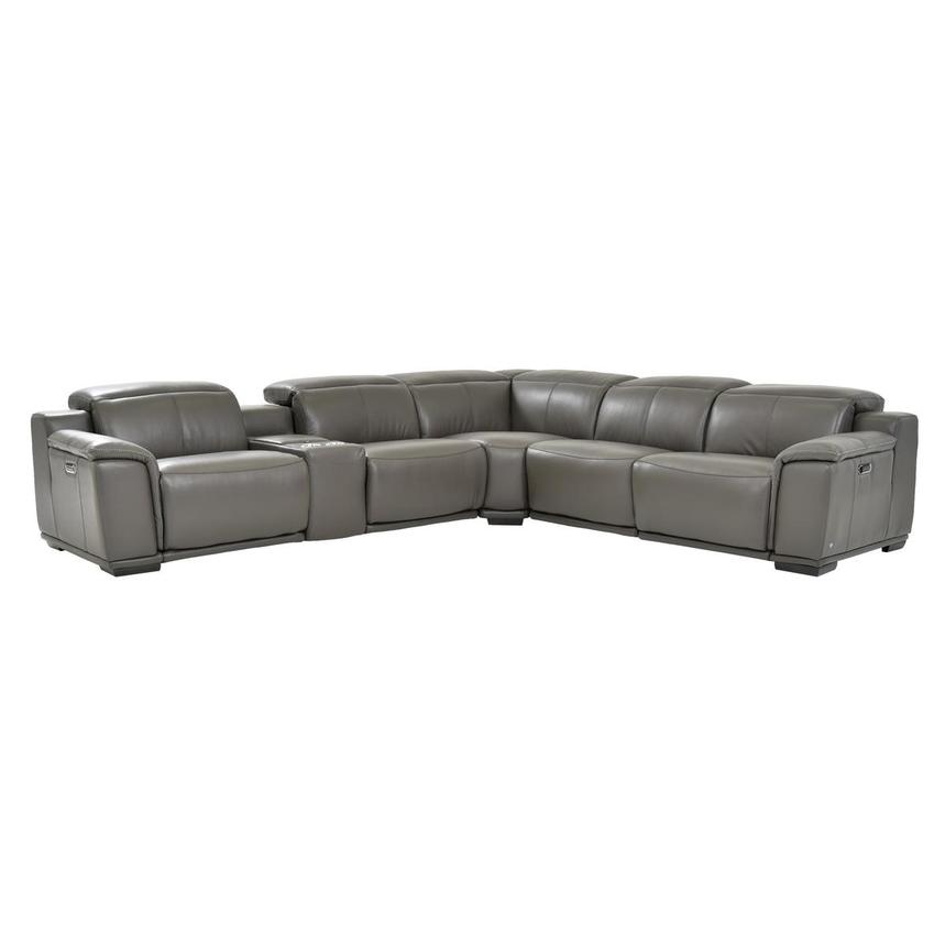 Davis 2.0 Dark Gray Leather Power Reclining Sectional with 6PCS/2PWR  main image, 1 of 9 images.