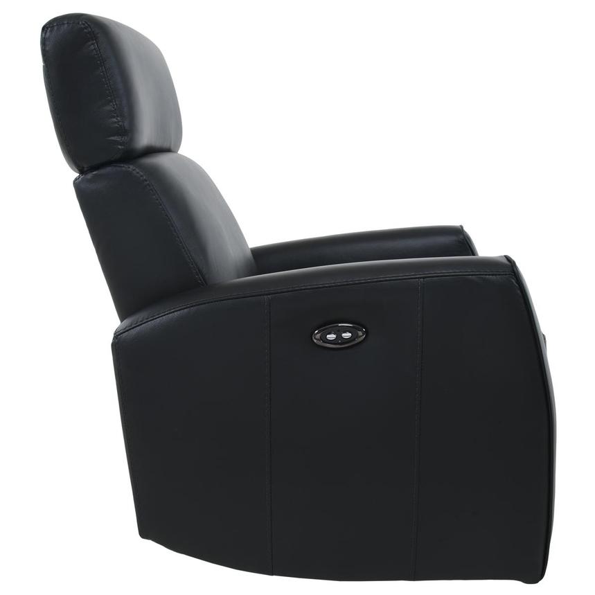 Lucca Black Leather Power Swivel Glider Recliner  alternate image, 6 of 10 images.